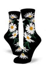 Socks: Crazy for Daisies Women's Crew in Black